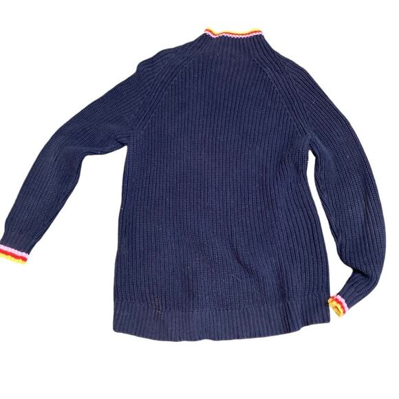 Style & Co. Navy Ribbed Long Sleeve Sweater‎ Striped neck & cuff Sz L - Picture 2 of 6